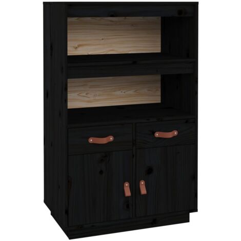 Credenza cassettiera cassettiera mobile contenitore organizer cucina soggiorno soggiorno alto 67 x 40 x 108,5 cm legno massello di pino nero 020034955