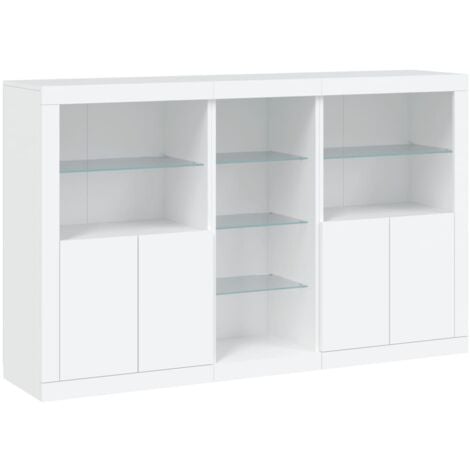 Credenza cassettiera cassettiera mobile contenitore organizer cucina soggiorno soggiorno con luci a LED 162 x 37 x 100 cm bianco