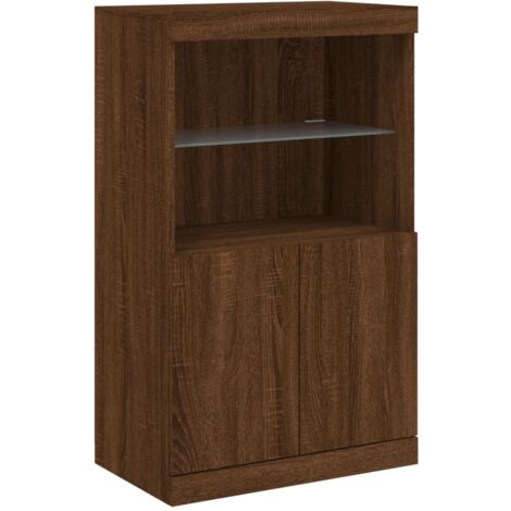 Credenza cassettiera cassettiera mobile contenitore organizer cucina soggiorno soggiorno con luci a LED 60,5 x 37 x 100 cm marrone