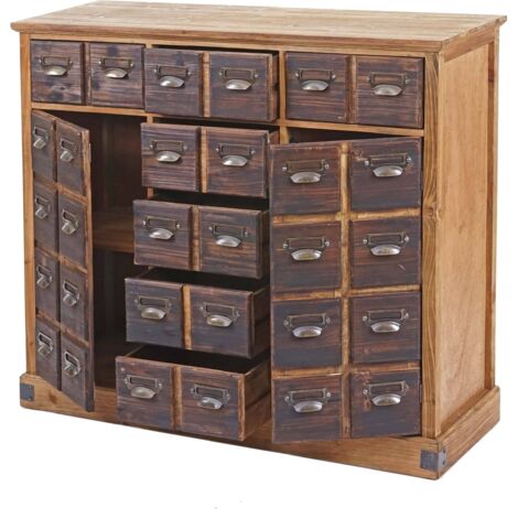 Credenza cassettiera farmacia stile vintage HHG-521 legno pino massiccio