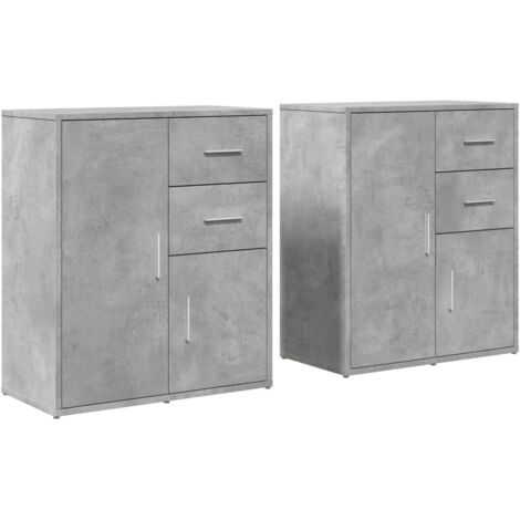 Credenza cassettiera mobile contenitore organizer cucina soggiorno salotti set di 2 60 x 31 x 70 cm legno ingegnerizzato grigio 020036858
