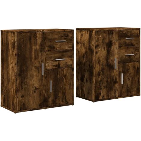 Credenza cassettiera mobile contenitore organizer cucina soggiorno salotti set di 2 60 x 31 x 70 cm legno ingegnerizzato marrone 020036738
