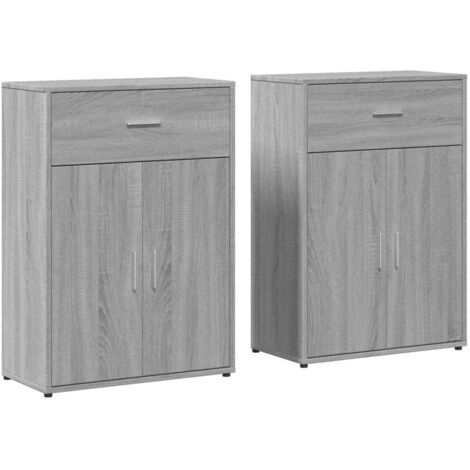 Credenza cassettiera mobile contenitore organizer cucina soggiorno salotti set di 2 sonoma 60 x 30 x 84 cm legno ingegnerizzato grigio 020036956