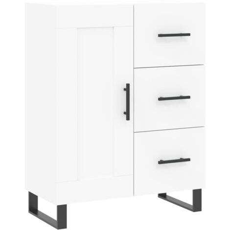 Credenza cassettiera mobile contenitore organizer cucina soggiorno salotto 695 x 34 x 90 cm legno ingegnerizzato bianco 020030454