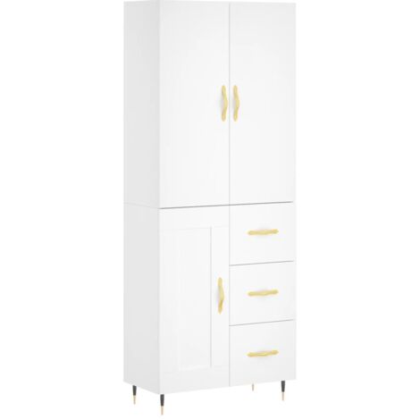 Credenza cassettiera mobile contenitore organizer cucina soggiorno salotto alto 695 x 34 x 180 cm legno ingegnerizzato bianco 020032604