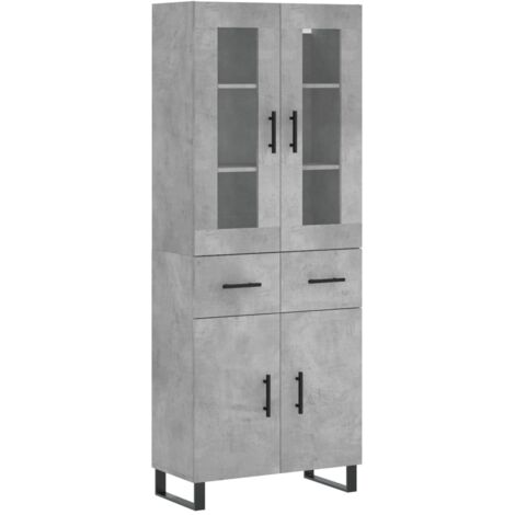 Credenza cassettiera mobile contenitore organizer cucina soggiorno salotto alto 695 x 34 x 180 cm legno ingegnerizzato grigio 020034686