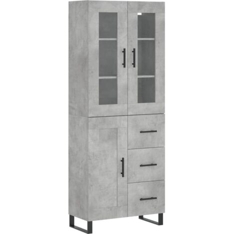 Credenza cassettiera mobile contenitore organizer cucina soggiorno salotto alto 695 x 34 x 180 cm legno ingegnerizzato grigio 020034688
