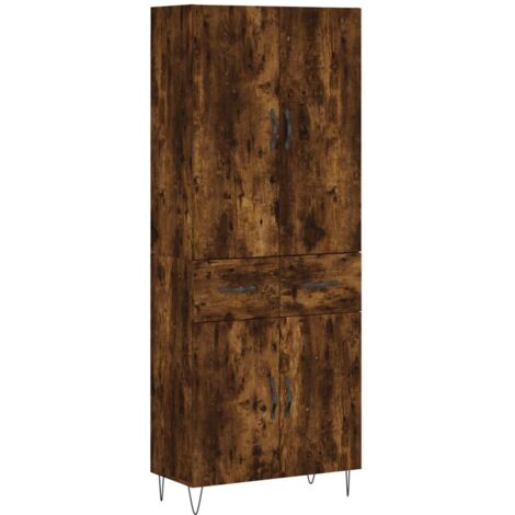 Credenza cassettiera mobile contenitore organizer cucina soggiorno salotto alto 695 x 34 x 180 cm legno ingegnerizzato marrone 020033506