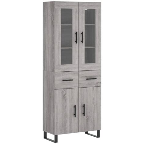 Credenza cassettiera mobile contenitore organizer cucina soggiorno salotto alto sonoma 695 x 34 x 180 cm legno ingegnerizzato grigio 020035445