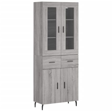 Credenza cassettiera mobile contenitore organizer cucina soggiorno salotto alto sonoma 695 x 34 x 180 cm legno ingegnerizzato grigio 020035509