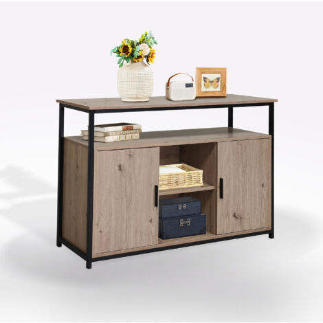 CREDENZA CM 120X35 H. 80 ROVERE NODATO E NERO