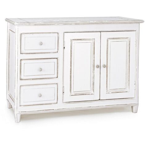 Credenza "Colette" in legno di mango massiccio, con schienali e laterali in mdf, stile rustico -2 Ante - 3 Cassetti