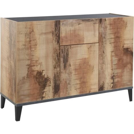 Credenza con 3 Ante 1 Cassetto 120x40x82 Acero Ardesia