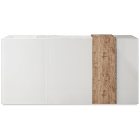 Credenza con 3 ante Bianco e Naturale chiaro - CAYNO