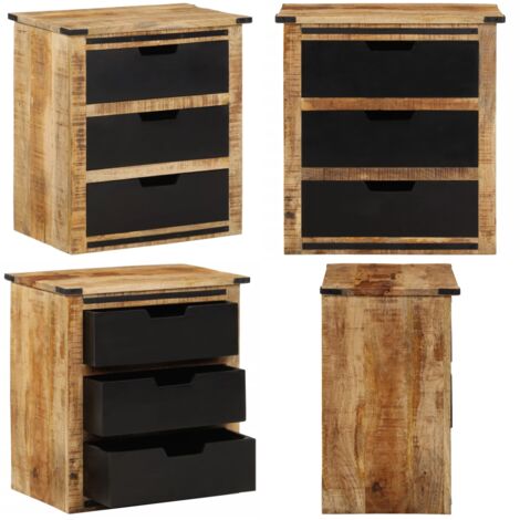 Credenza con 3 Cassetti 55x35x60 cm Legno Massello di Mango - Credenza con cassetti - Credenza in mango