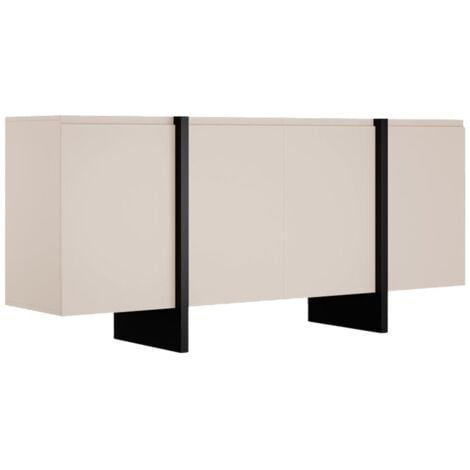 Credenza con 4 ante in MDF Beige e Nero - LUVONIA