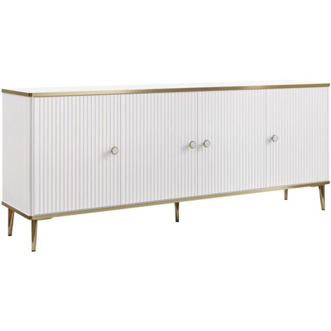 Credenza con 4 ante in MDF e Acciaio Bianco e Dorato - SINEAD di Pascal MORABITO