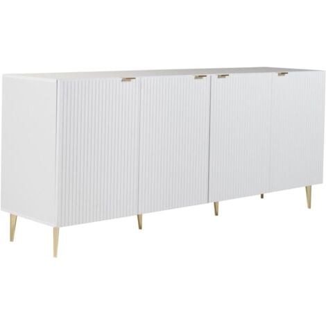 Credenza con 4 ante in MDF e Acciaio Bianco e Dorato - YESINIA