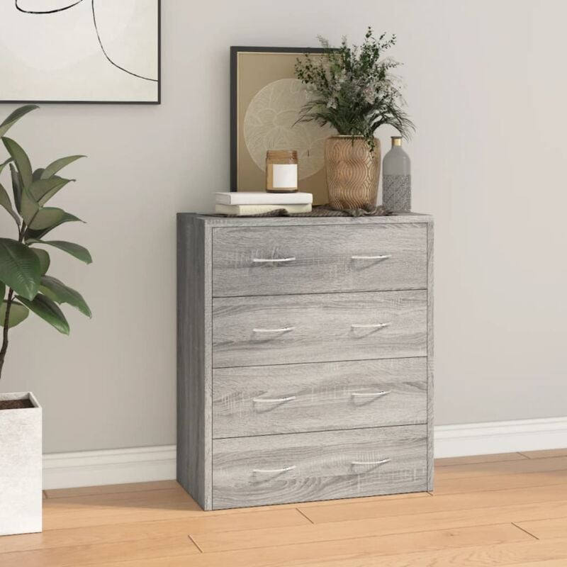 Credenza con 4 Cassetti 60x30,5x71 cm Grigio sonoma Vidaxl 10216