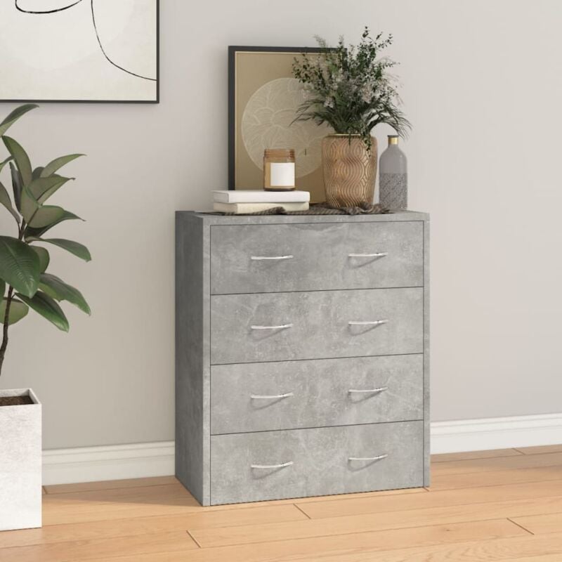 Credenza con 4 Cassetti 60x30,5x71 cm Grigio cemento Vidaxl 87039