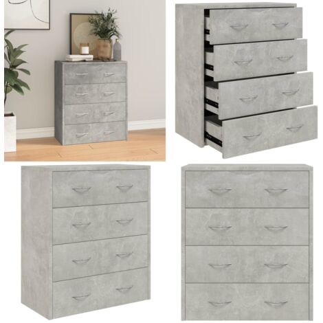 Credenza con 4 Cassetti 60x30,5x71 cm Grigio cemento - Credenza con 4 cassetti - Credenza con maniglie