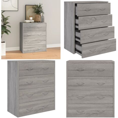 Credenza con 4 Cassetti 60x30,5x71 cm Grigio sonoma - Credenza con 4 cassetti - Credenza con maniglie