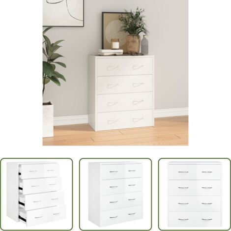 Credenza con 4 cassetti -  Credenza con 4 Cassetti 60x30,5x71 cm Bianco lucido