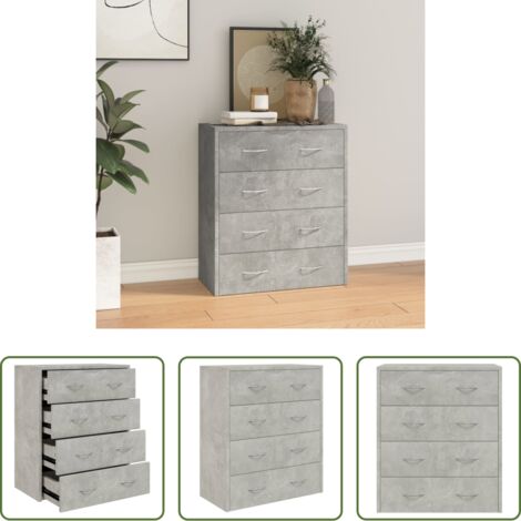Credenza con 4 cassetti -  Credenza con 4 Cassetti 60x30,5x71 cm Grigio cemento