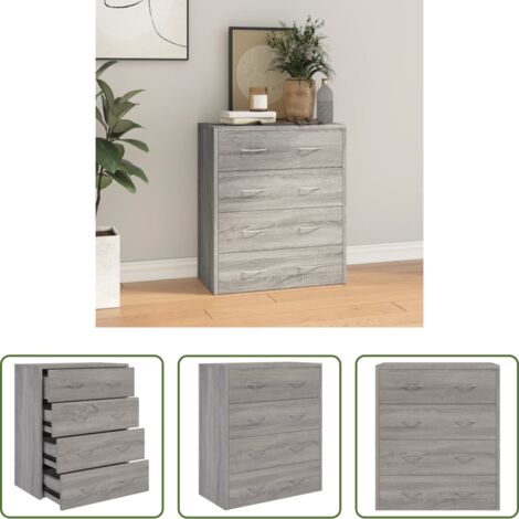 Credenza con 4 cassetti -  Credenza con 4 Cassetti 60x30,5x71 cm Grigio sonoma