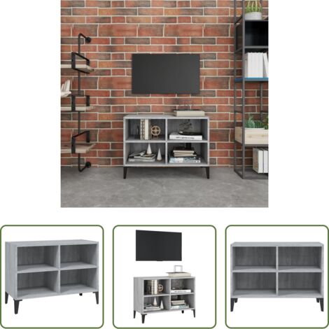 Credenza con 4 scomparti -  Mobile TV con Gambe in Metallo Grigio Sonoma 69,5x30x50 cm