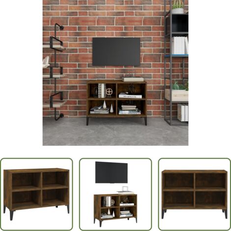 Credenza con 4 scomparti -  Mobile TV con Gambe in Metallo Rovere Fumo 69,5x30x50 cm