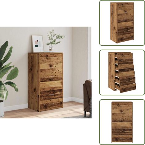 Credenza con 6 cassetti - vidaXL Credenza con 6 Cassetti Legno Antico 50x34x96 cm in Truciolato - Credenza per casa