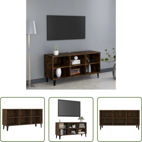 Credenza con 6 scomparti -  Mobile TV con Gambe in Metallo Rovere Fumo 103,5x30x50 cm