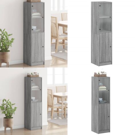 Credenza con Anta in Vetro Grigio Sonoma 35x37x142 cm - Credenza con anta in vetro - Credenza grigia