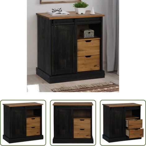 Credenza con anta scorrevole -  Credenza HALDEN con Anta Scorrevole 80x40x80 cm Legno Massello