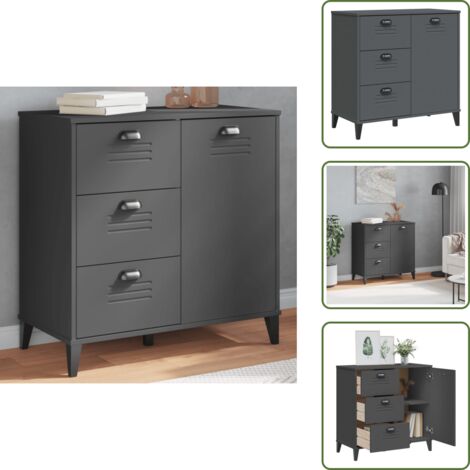 Credenza con anta - vidaXL Credenza VIKEN Antracite 80x40x80 cm in Legno Multistrato - Credenza in legno multistrato