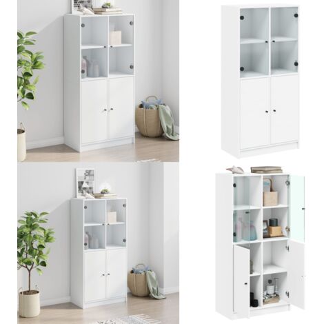 Credenza con Ante Bianca 68x37x142 cm Legno Multistrato - Armadietto - Libri