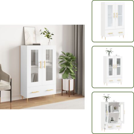 Credenza con ante di vetro - vidaXL Credenza Bianca 69,5x31x115 cm in Legno Multistrato - Credenza per interni