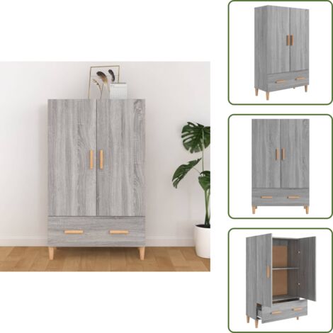 Credenza con ante e cassetto - vidaXL Credenza Grigio Sonoma 70x31x115 cm in Legno Multistrato -