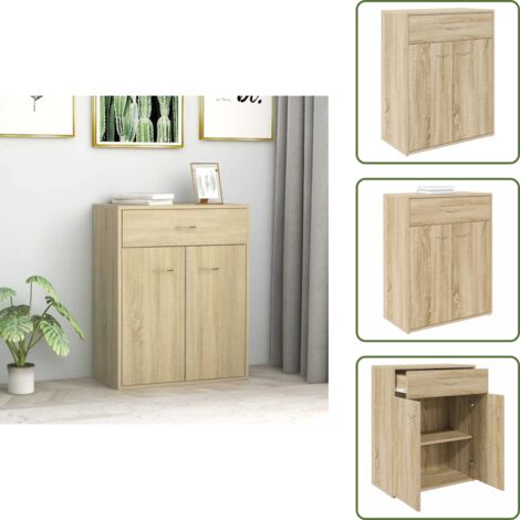 Credenza con ante e cassetto - vidaXL Credenza Rovere Sonoma 60x30x75 cm in Legno Multistrato - Credenza decorativa