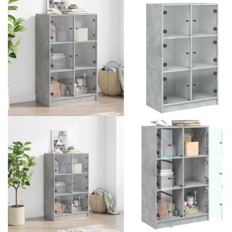Credenza con Ante Grigio Cemento 68x37x109 cm Legno Multistrato - Credenza grigio cemento - Credenza con ante