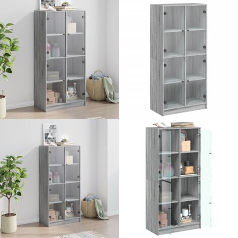 Credenza con Ante Grigio Sonoma 68x37x142 cm Legno Multistrato - Armadietto - Libri