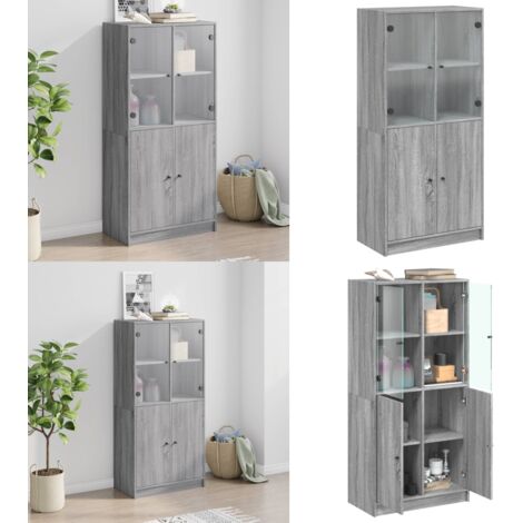 Credenza con Ante Grigio Sonoma 68x37x142 cm Legno Multistrato - Armadietto - Libri