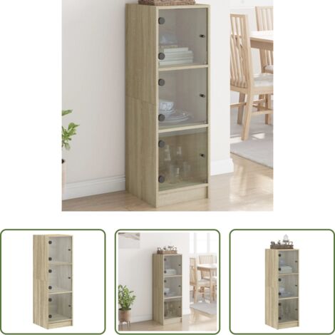 Credenza con ante in vetro -  Credenza con Ante in Vetro Rovere Sonoma 35x37x109 cm