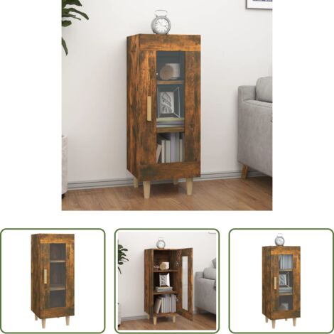 Credenza con ante in vetro -  Credenza Rovere Fumo 34,5x34x90 cm in Legno Multistrato