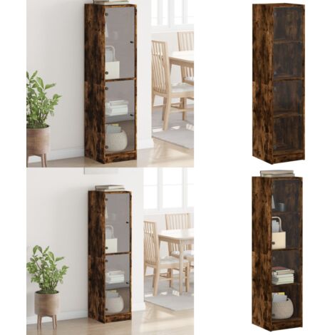 Credenza con Ante in Vetro Rovere Fumo 35x37x142 cm - Credenza moderna - Credenza con ante in vetro