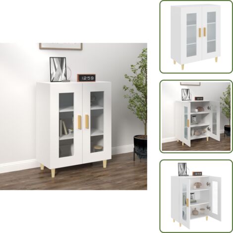 Credenza con ante in vetro - vidaXL Credenza Bianca 69,5x34x90 cm in Legno Multistrato - Credenza minimalista