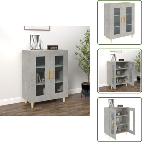 Credenza con ante in vetro - vidaXL Credenza Grigio Cemento 69,5x34x90 cm in Legno Multistrato - Credenza con piano d'appoggio
