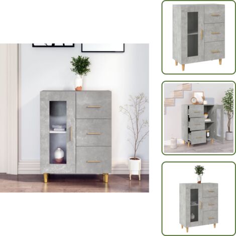 Credenza con ante in vetro - vidaXL Credenza Grigio Cemento 69,5x34x90 cm in Legno Multistrato - Credenza decorativa
