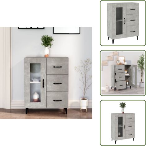 Credenza con ante in vetro - vidaXL Credenza Grigio Cemento 69,5x34x90 cm in Legno Multistrato - Credenza per casa